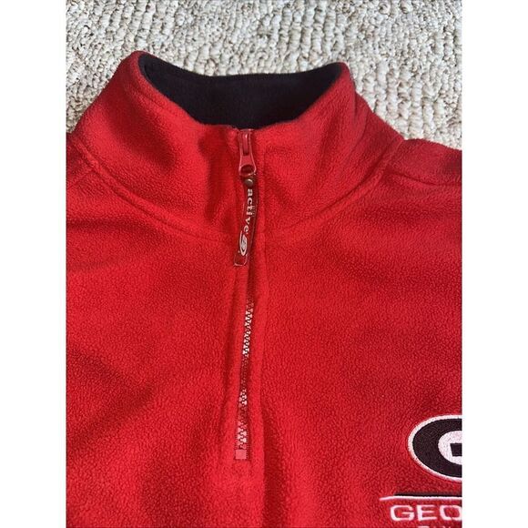 Georgia Bulldogs Sweater Mens Or Womens Large Red Quarter Zip Adult M - Picture 3 of 5